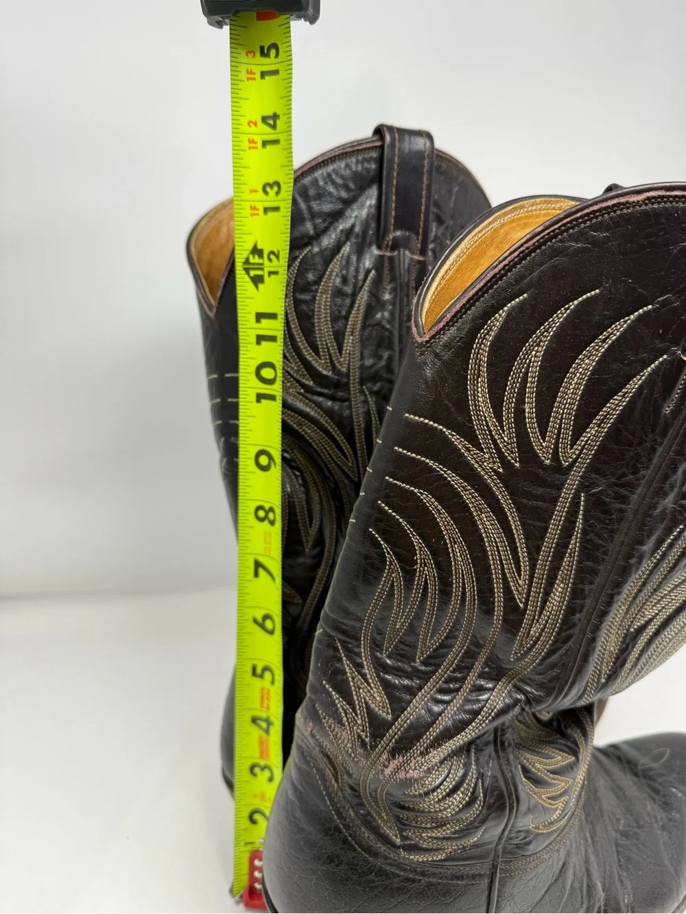 Vintage Nocona Black Western Stitched Leather Boots Sz 9 (NYMBSA)